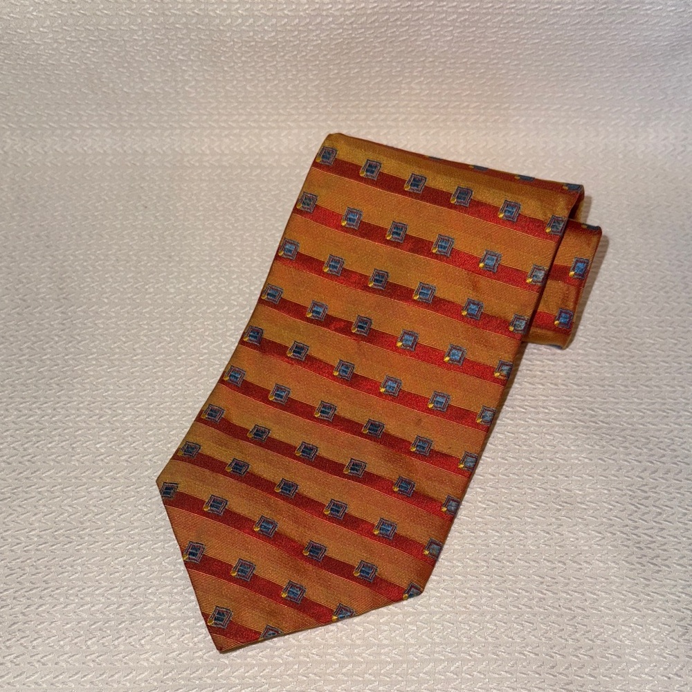 Bruno Piatelli Elegant Orange and Blue Patterned Men's Tie